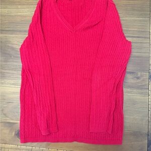 Tommy Hilfiger Red V-Neck Sweater
